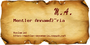 Mentler Annamária névjegykártya
